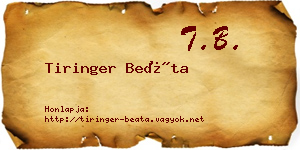 Tiringer Beáta névjegykártya